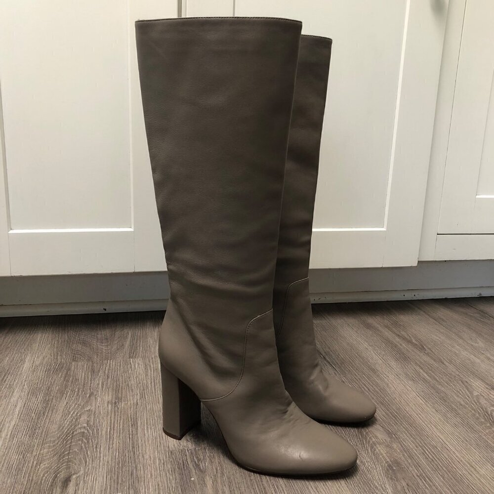J. Crew Knee High Boots Equestrian Riding Women's Size 9.5 Gray Leather